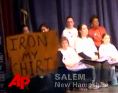 "Iron My Shirt!" Protestor at Hillary Clinton Campaign Event